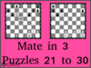 Solve the checkmate in three moves puzzles 21 to 30 in chess. Train and improve your chess game, strategy and tactics