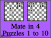 Solve the checkmate in four moves puzzles 1 to 10 in chess. Train and improve your chess game, strategy and tactics