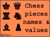 Learn names and values of chess pieces. Have a look at the photos and icons of chess pieces.