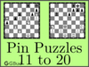 Solve the chess pin puzzles 11 to 20. Train and improve your chess game, pin and tactics