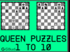Chess queen puzzles 1 to 10