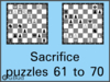 Solve the chess sacrifice puzzles 61 to 70. Train and improve your chess game, strategy and tactics