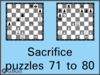 Solve the chess sacrifice puzzles 71 to 80. Train and improve your chess game, strategy and tactics