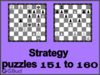 Solve the chess strategy puzzles 151 to 160. Train and improve your chess game, strategy and tactics
