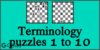 Solve the chess terminology puzzles 1 to 10. Train and improve your chess game, terminology and tactics