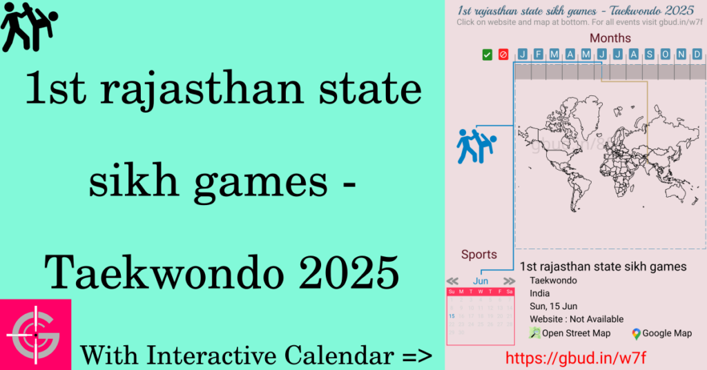 Sport event in 2025, 1st rajasthan state sikh games - Taekwondo 2025