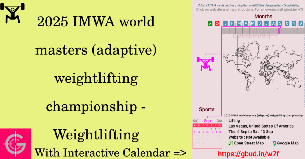 Sport event in 2025, 2025 IMWA world masters (adaptive) weightlifting championship - Weightlifting