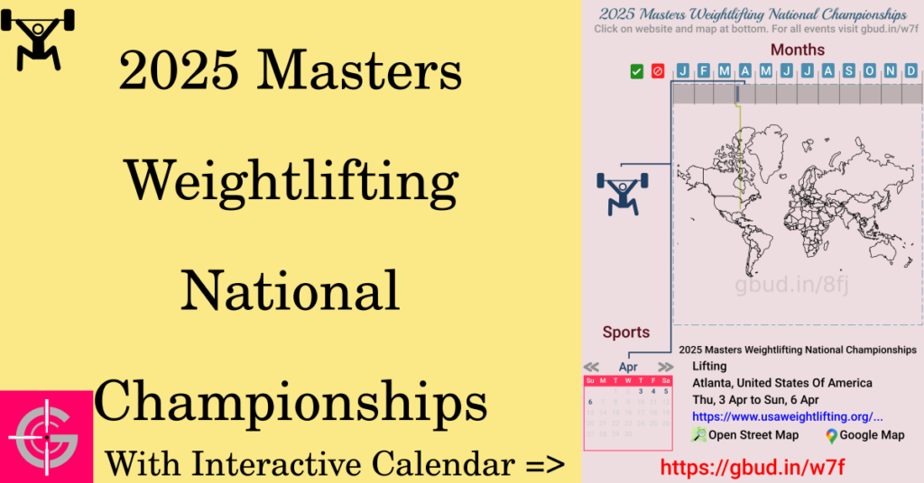 Sport event in 2025, 2025 Masters Weightlifting National Championships