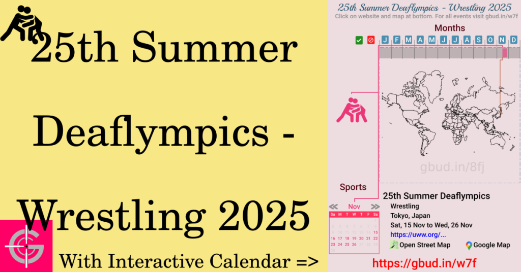 Sport event in 2025, 25th Summer Deaflympics - Wrestling 2025