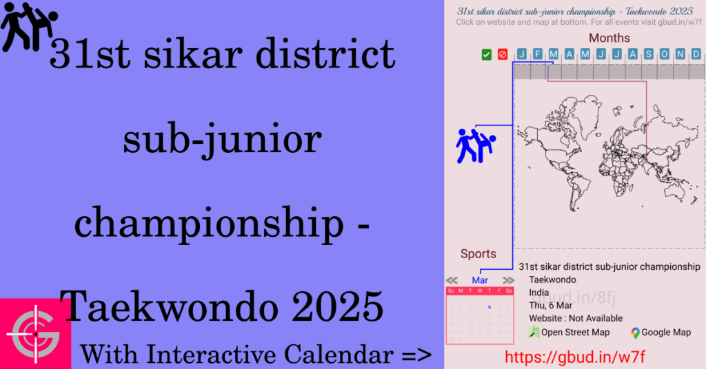 Sport event in 2025, 31st sikar district sub-junior championship - Taekwondo 2025