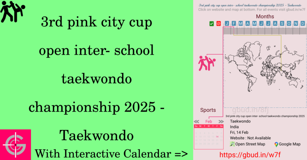 Sport event in 2025, 3rd pink city cup open inter- school taekwondo championship 2025 - Taekwondo