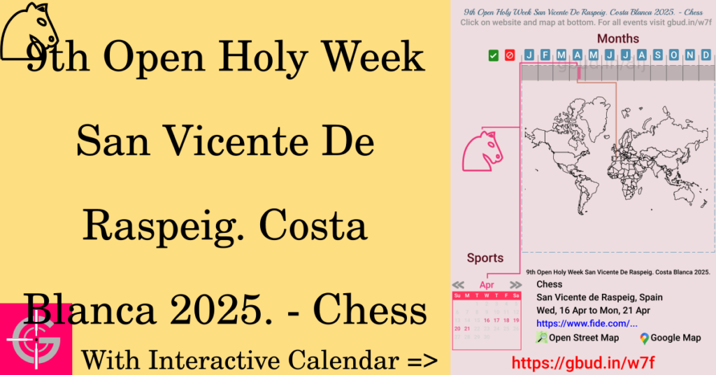 Sport event in 2025, 9th Open Holy Week San Vicente De Raspeig. Costa Blanca 2025. - Chess