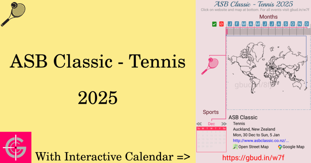 Sport event in 2025, ASB Classic - Tennis 2025