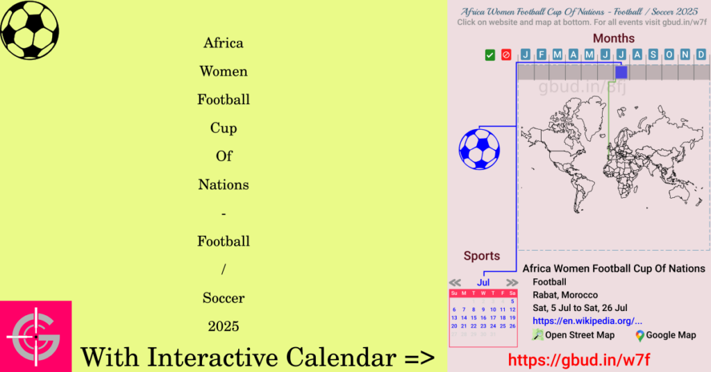 Sport event in 2025, Africa Women Football Cup Of Nations - Football / Soccer 2025