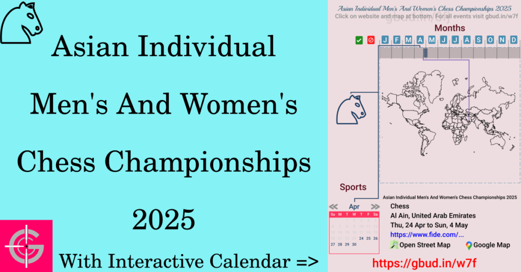 Sport event in 2025, Asian Individual Men's And Women's Chess Championships 2025