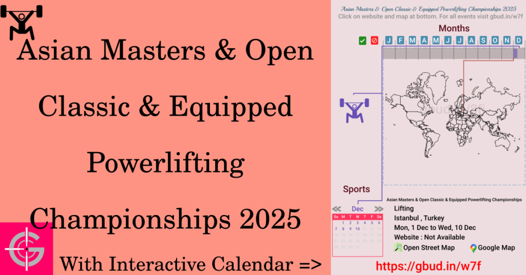 Sport event in 2025, Asian Masters & Open Classic & Equipped Powerlifting Championships 2025