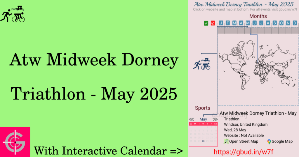 Sport event in 2025, Atw Midweek Dorney Triathlon - May 2025