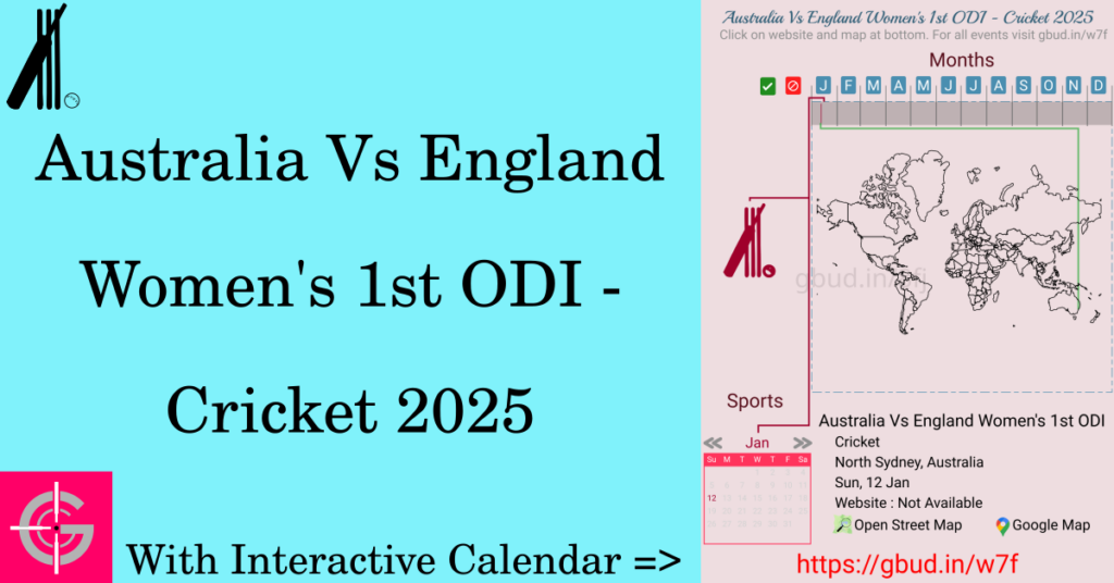 Sport event in 2025, Australia Vs England Women's 1st ODI - Cricket 2025