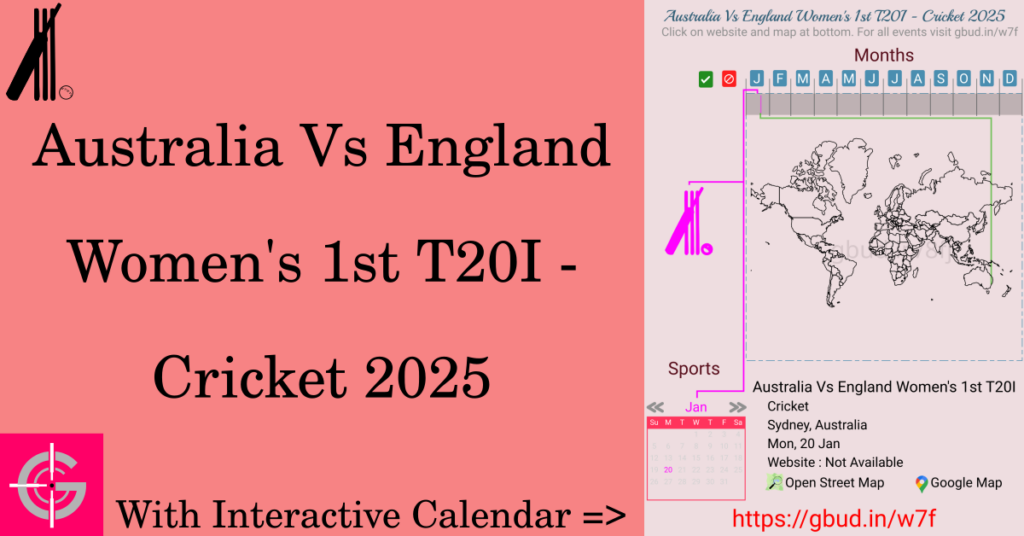 Sport event in 2025, Australia Vs England Women's 1st T20I - Cricket 2025