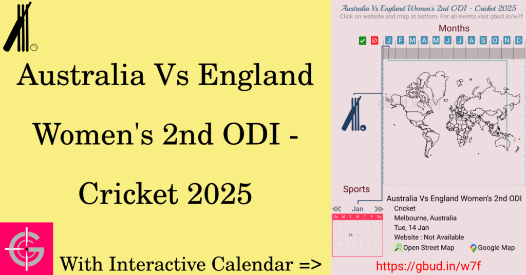 Sport event in 2025, Australia Vs England Women's 2nd ODI - Cricket 2025