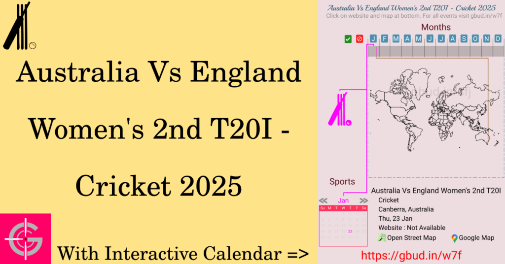 Sport event in 2025, Australia Vs England Women's 2nd T20I - Cricket 2025