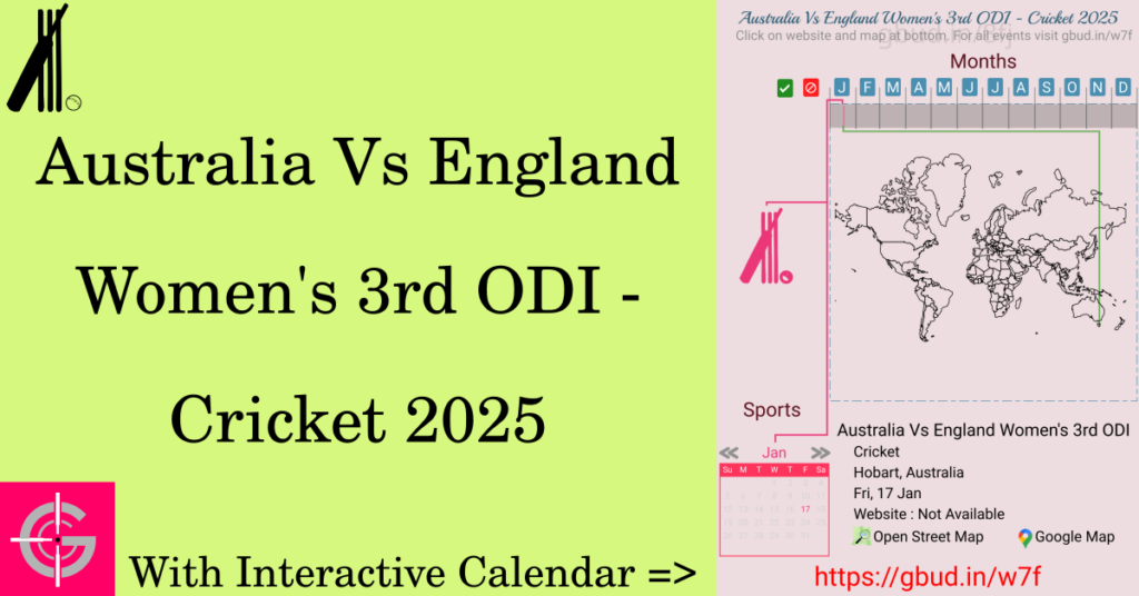 Sport event in 2025, Australia Vs England Women's 3rd ODI - Cricket 2025