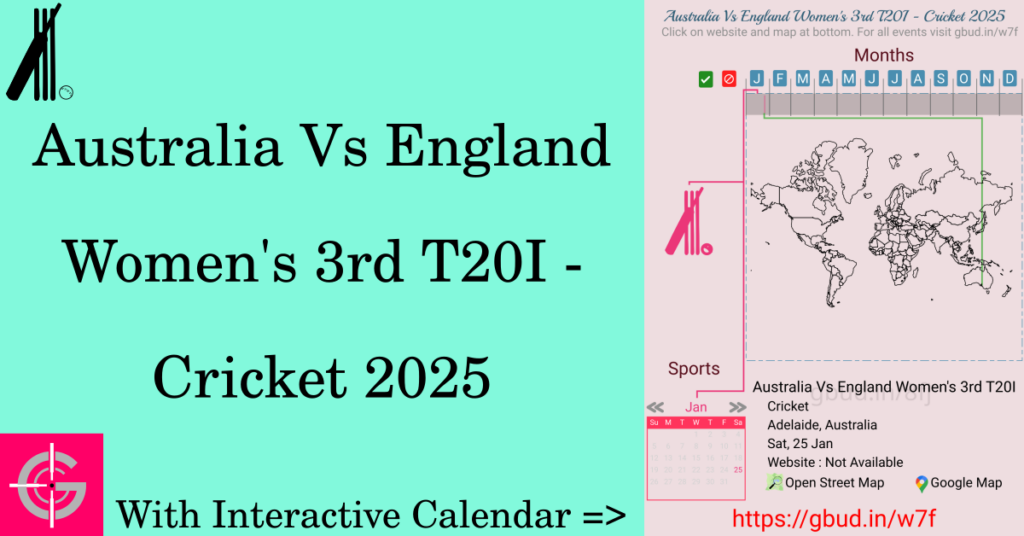 Sport event in 2025, Australia Vs England Women's 3rd T20I - Cricket 2025