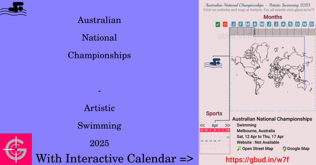 Sport event in 2025, Australian National Championships - Artistic Swimming 2025