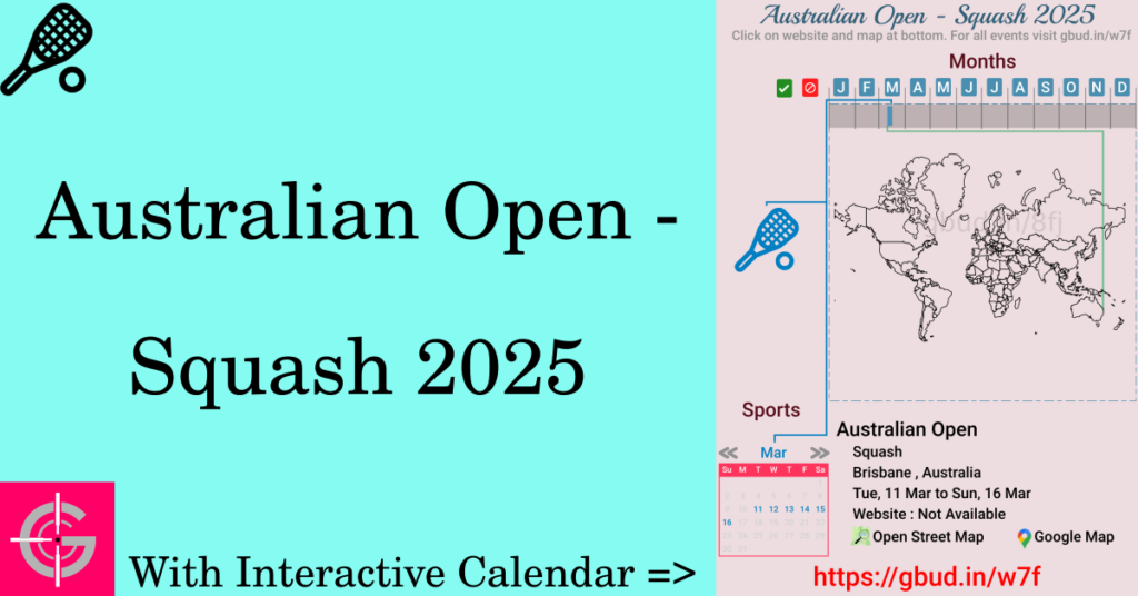 Sport event in 2025, Australian Open - Squash 2025