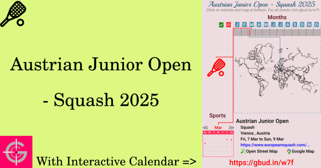 Sport event in 2025, Austrian Junior Open - Squash 2025