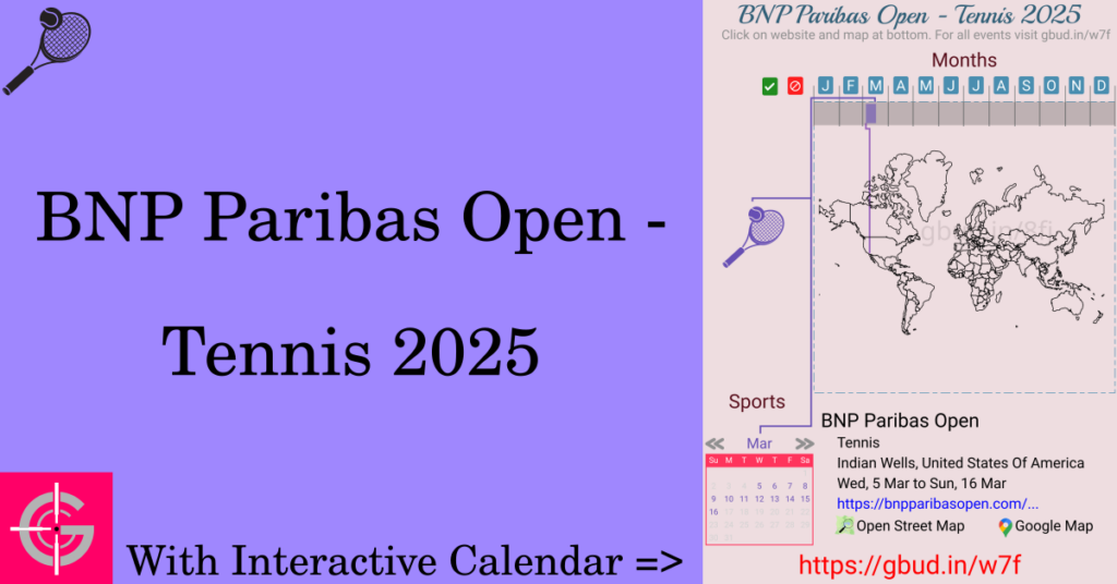 Sport event in 2025, BNP Paribas Open - Tennis 2025