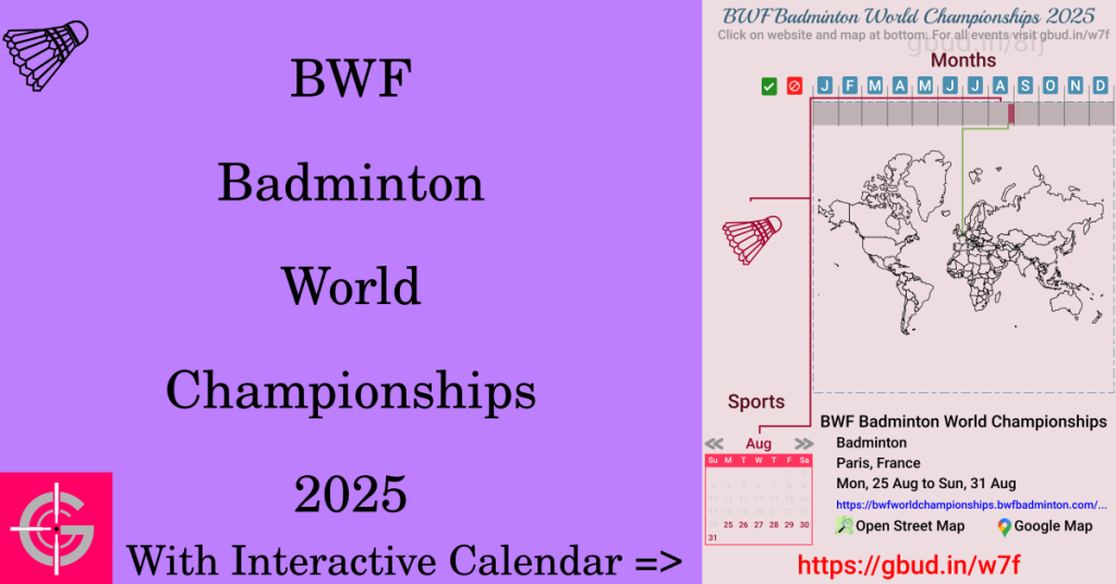 Sport event in 2025, BWF Badminton World Championships 2025