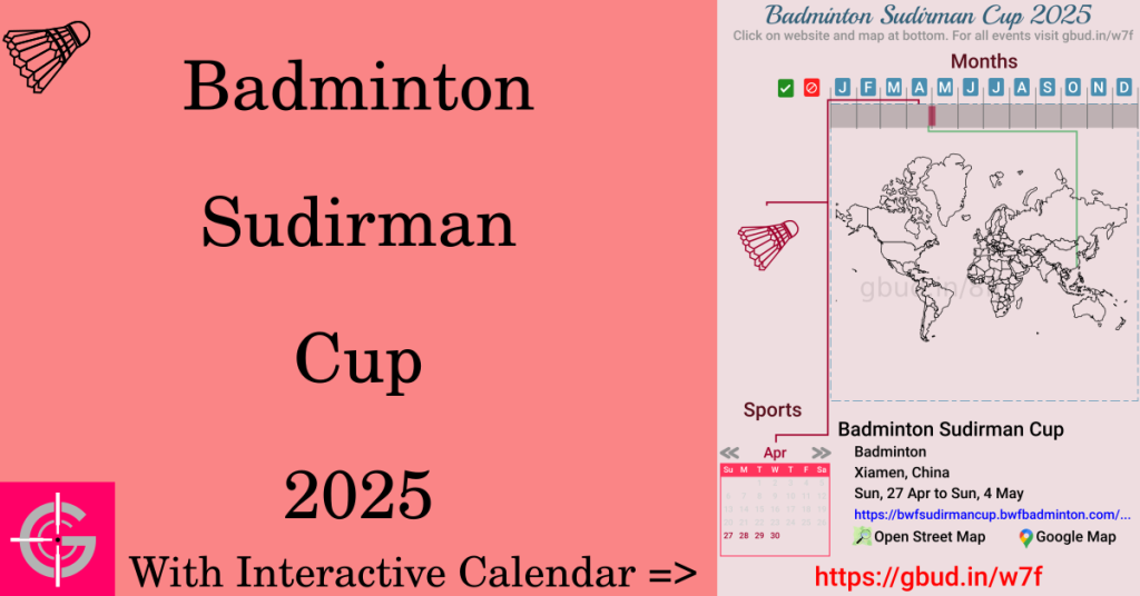 Sport event in 2025, Badminton Sudirman Cup 2025