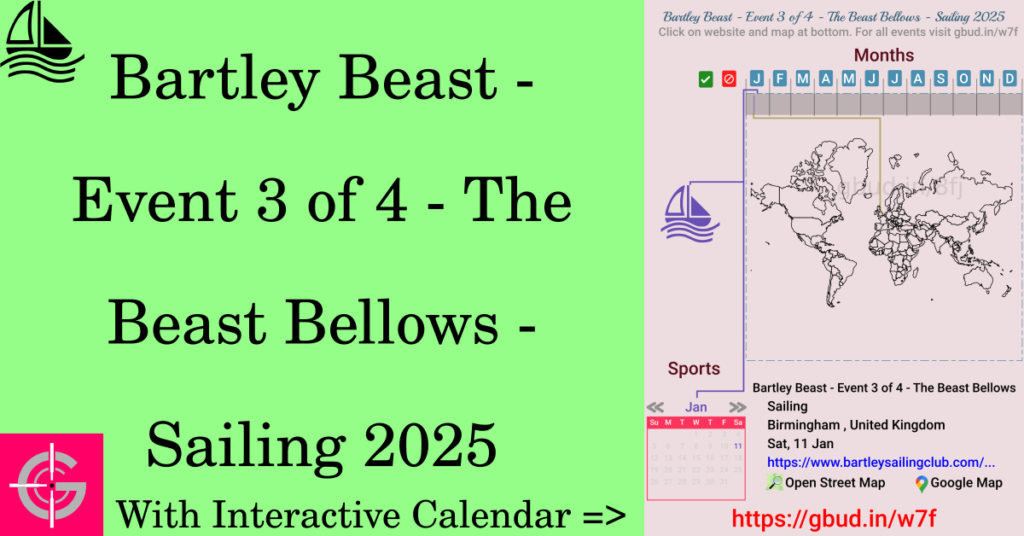 Sport event in 2025, Bartley Beast - Event 3 of 4 - The Beast Bellows - Sailing 2025