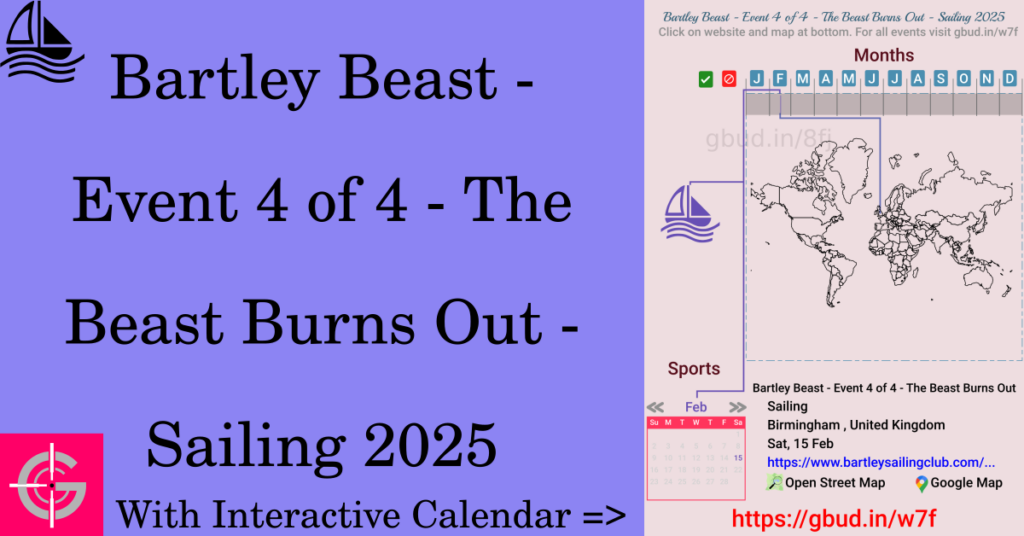 Sport event in 2025, Bartley Beast - Event 4 of 4 - The Beast Burns Out - Sailing 2025