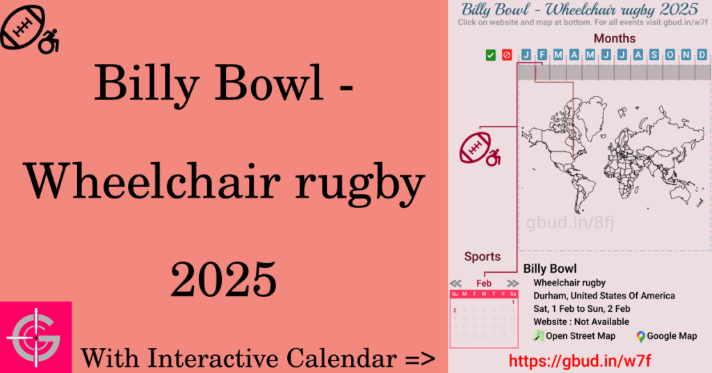 Sport event in 2025, Billy Bowl - Wheelchair rugby 2025