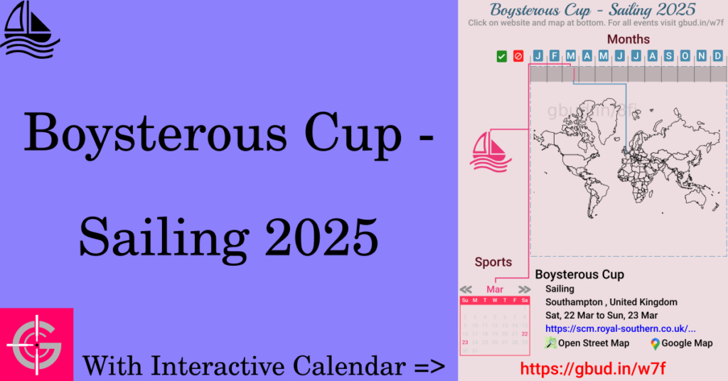 Sport event in 2025, Boysterous Cup - Sailing 2025