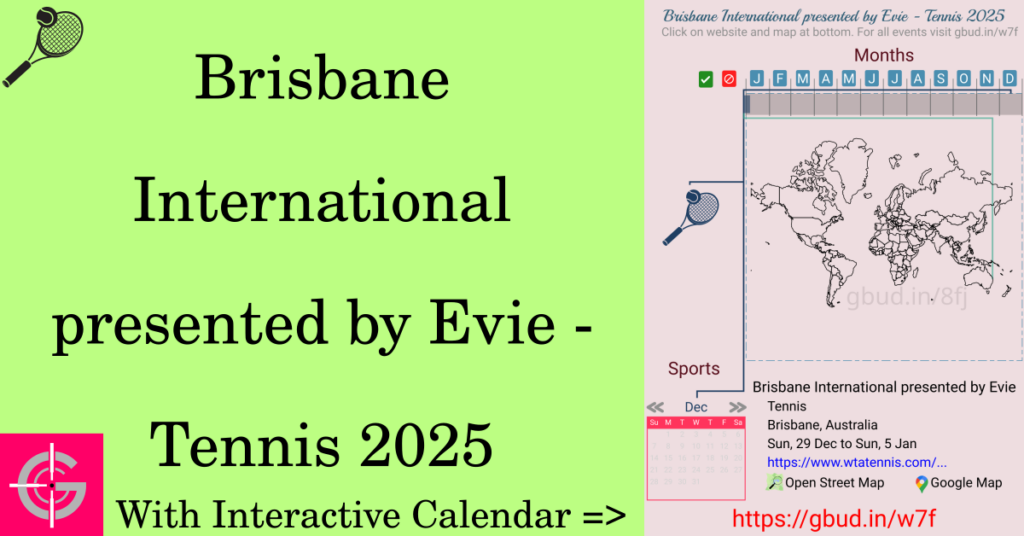 Sport event in 2025, Brisbane International presented by Evie - Tennis 2025