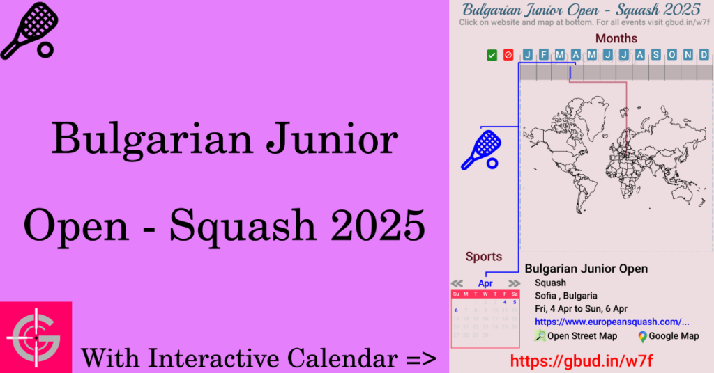 Sport event in 2025, Bulgarian Junior Open - Squash 2025