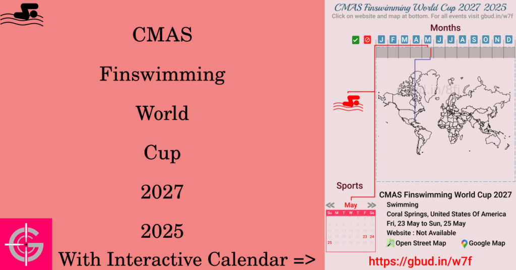 Sport event in 2025, CMAS Finswimming World Cup 2027 2025