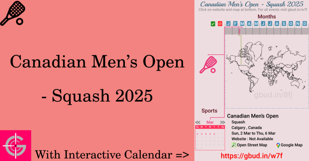 Sport event in 2025, Canadian Men’s Open - Squash 2025