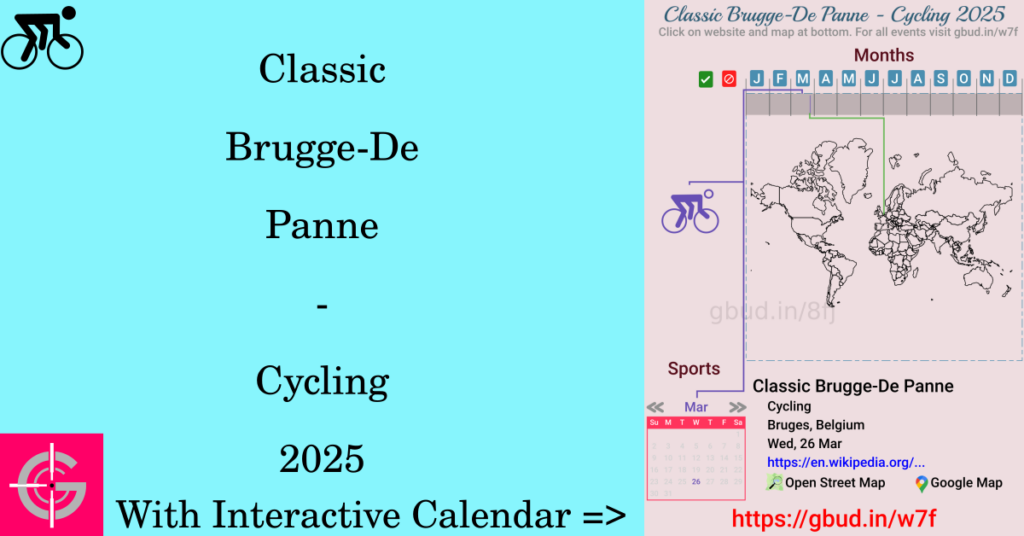 Sport event in 2025, Classic Brugge-De Panne - Cycling 2025