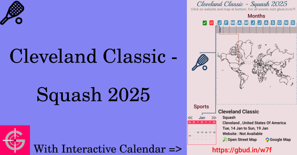 Sport event in 2025, Cleveland Classic - Squash 2025