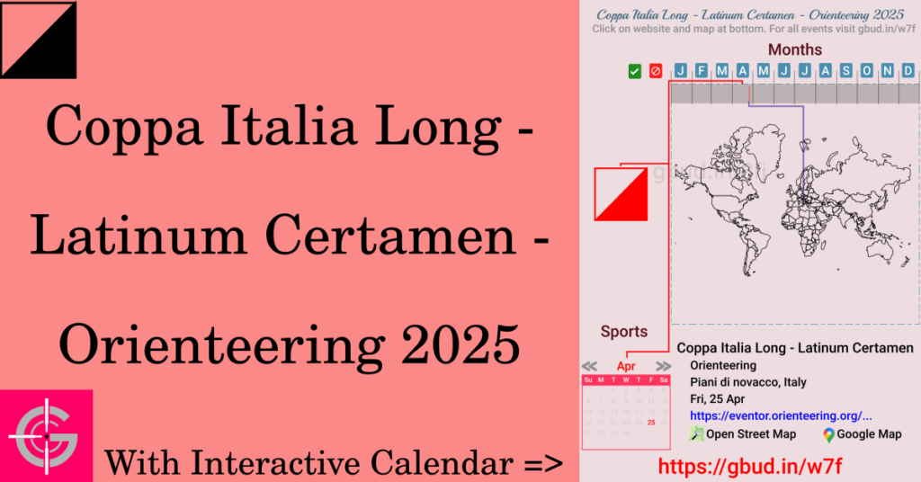 Sport event in 2025, Coppa Italia Long - Latinum Certamen - Orienteering 2025