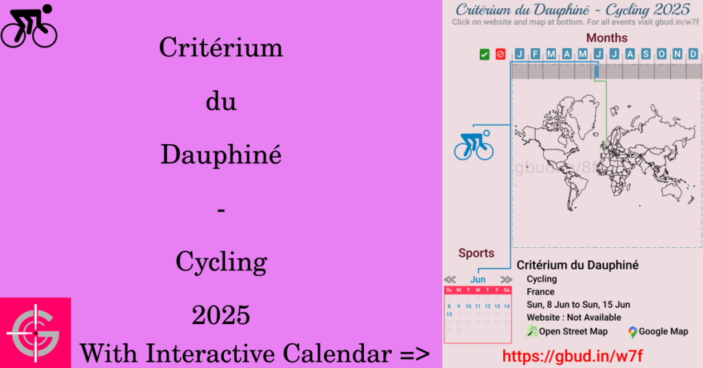 Sport event in 2025, Critérium du Dauphiné - Cycling 2025