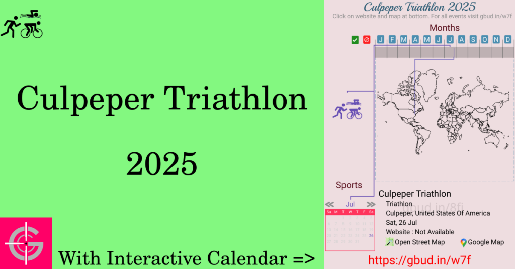 Sport event in 2025, Culpeper Triathlon 2025