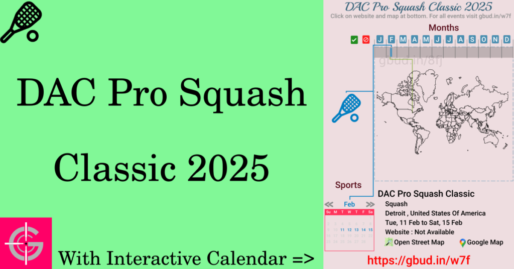 Sport event in 2025, DAC Pro Squash Classic 2025