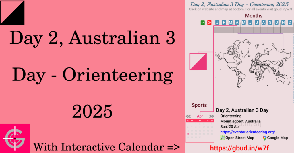 Sport event in 2025, Day 2, Australian 3 Day - Orienteering 2025