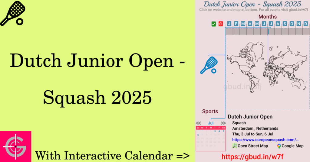 Sport event in 2025, Dutch Junior Open - Squash 2025