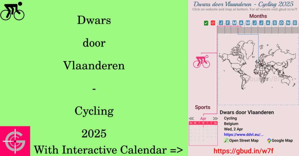 Sport event in 2025, Dwars door Vlaanderen - Cycling 2025